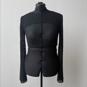 Zara Black Crochet Long Sleeve Crop Top